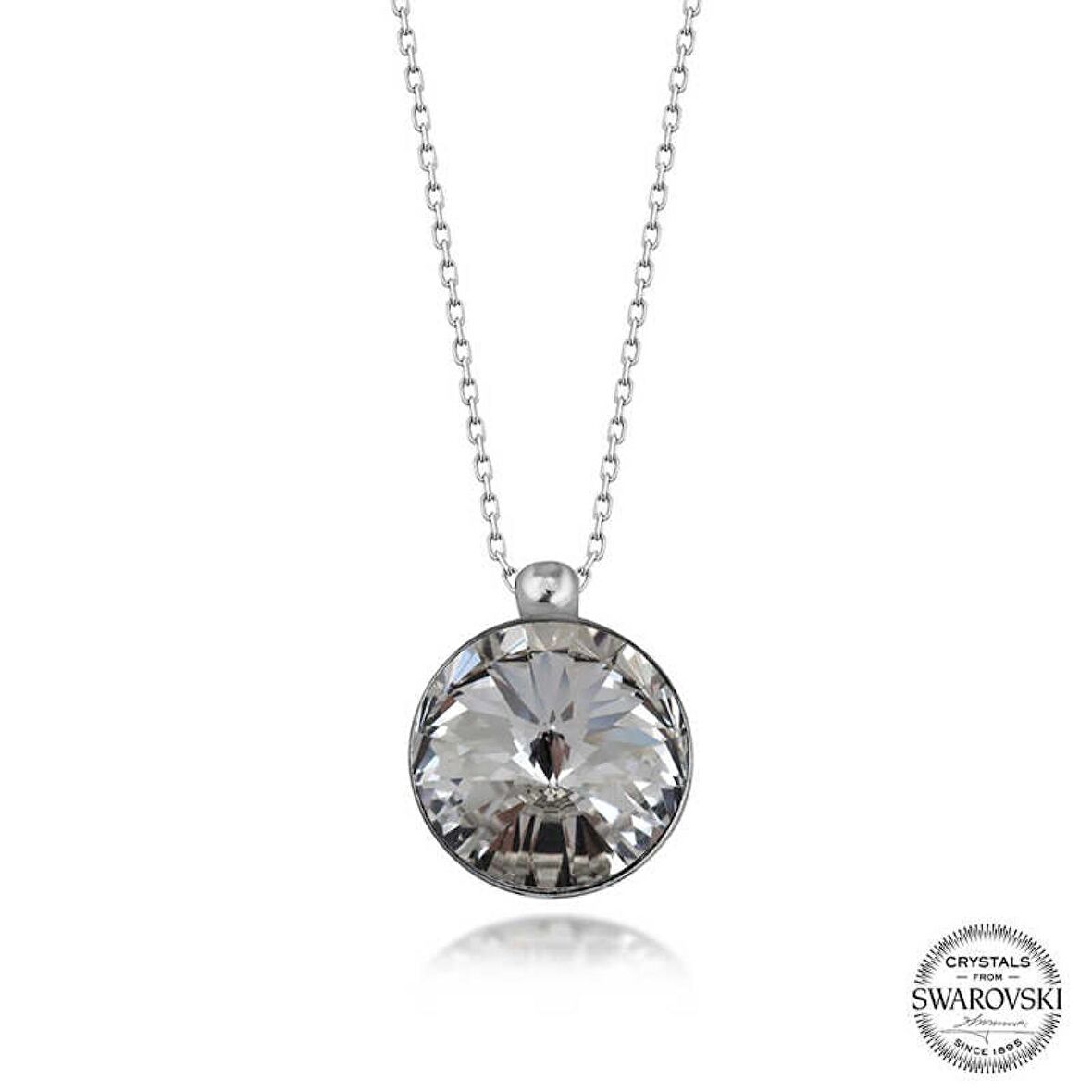 Swarovski Crystal Taşlı Çerçeveli Lucky Life 925 Ayar Gumuss  Kadın Kolye