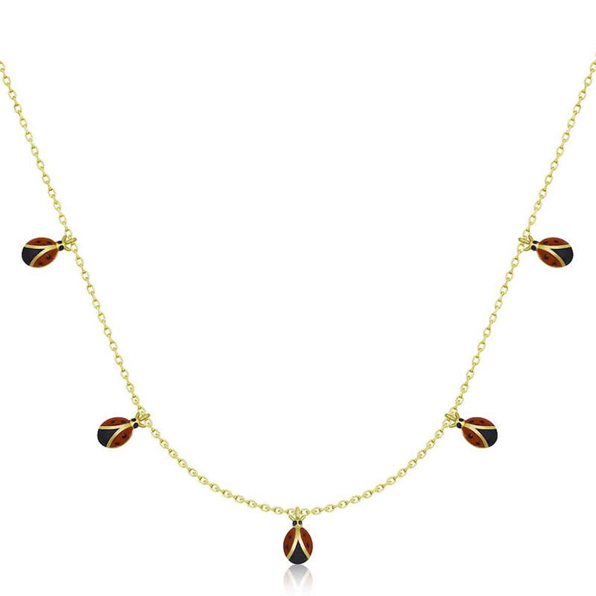 Lucky Life 925 Ayar Gumuss  Gold Uğur Böceği Şans Kadın Kolye