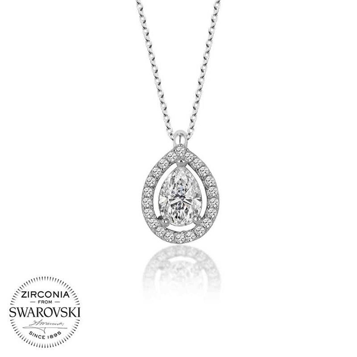 Swarovski Taşlı Lucky Life 925 Ayar Gumuss  Tektaş Bayan Kolye