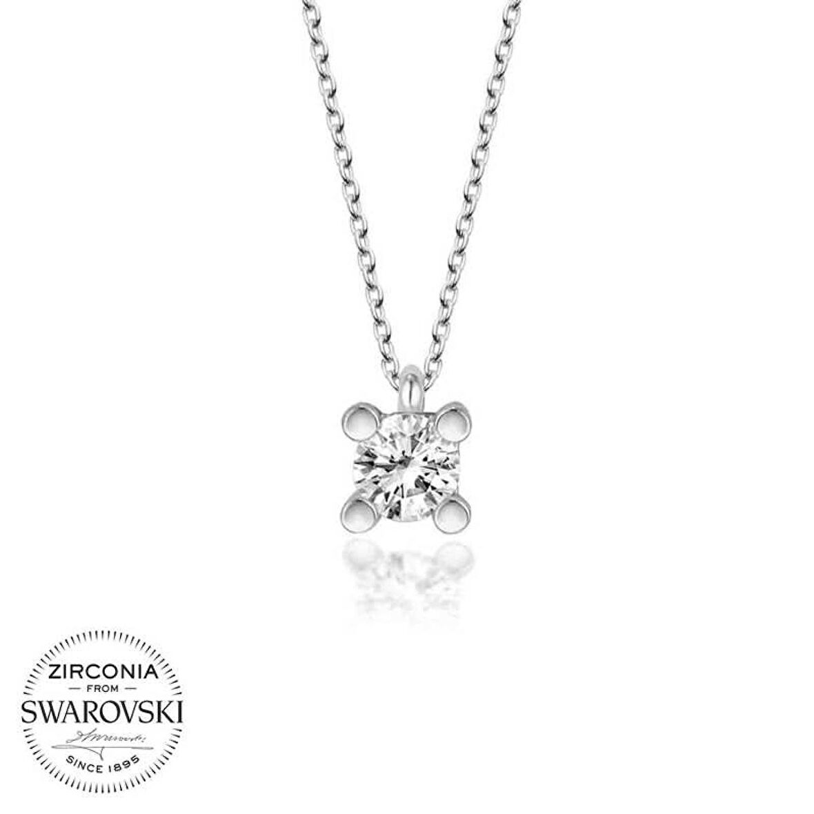 Swarovski Taşlı Lucky Life 925 Ayar Gumuss  Tektaş Bayan Kolye