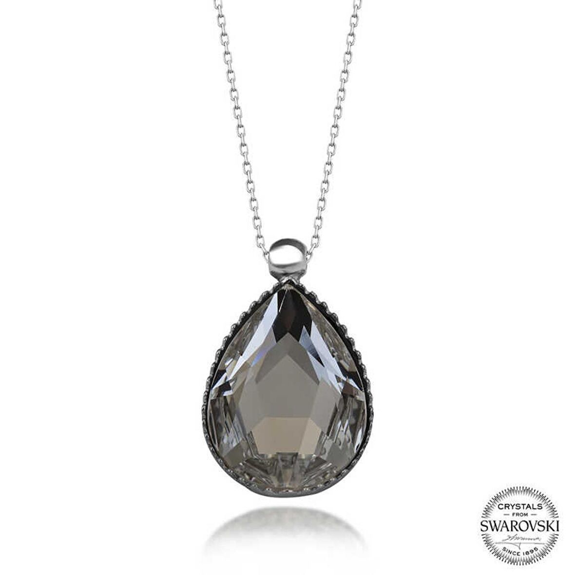 Swarovski Crystal Taşlı Damla Lucky Life 925 Ayar Gumuss  Kadın Kolye