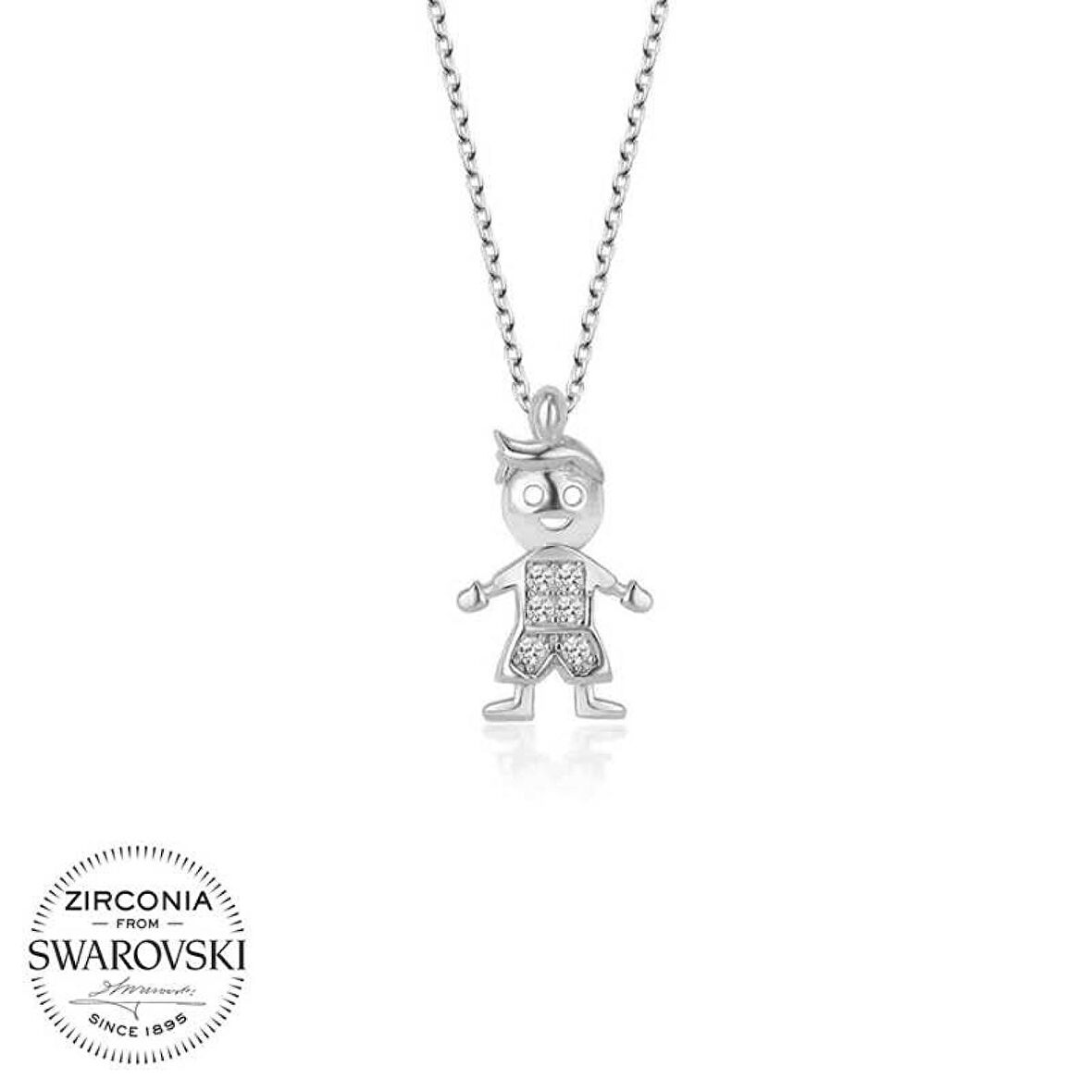 Swarovski Taşlı Lucky Life 925 Ayar Gumuss  Çocuk Kadın Kolye