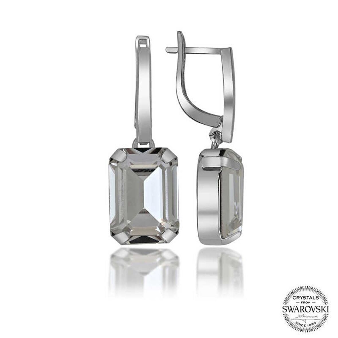 Swarovski Crystal Taşlı Lucky Life 925 Ayar Gumuss  Beyaz Baget Sallantılı Kadın Küpe