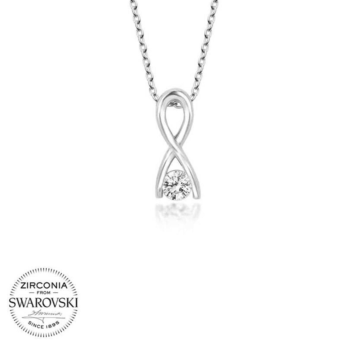 Swarovski Taşlı Lucky Life 925 Ayar Gumuss  Sonsuzluk Bayan Kolye