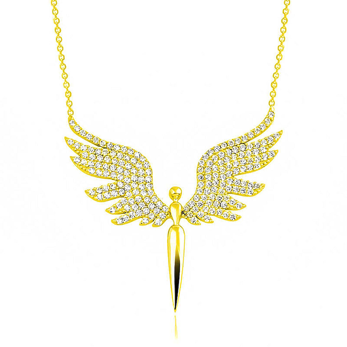 Lucky Life 925 Ayar Gumuss  Gold Mikail Meleği Kadın Kolye