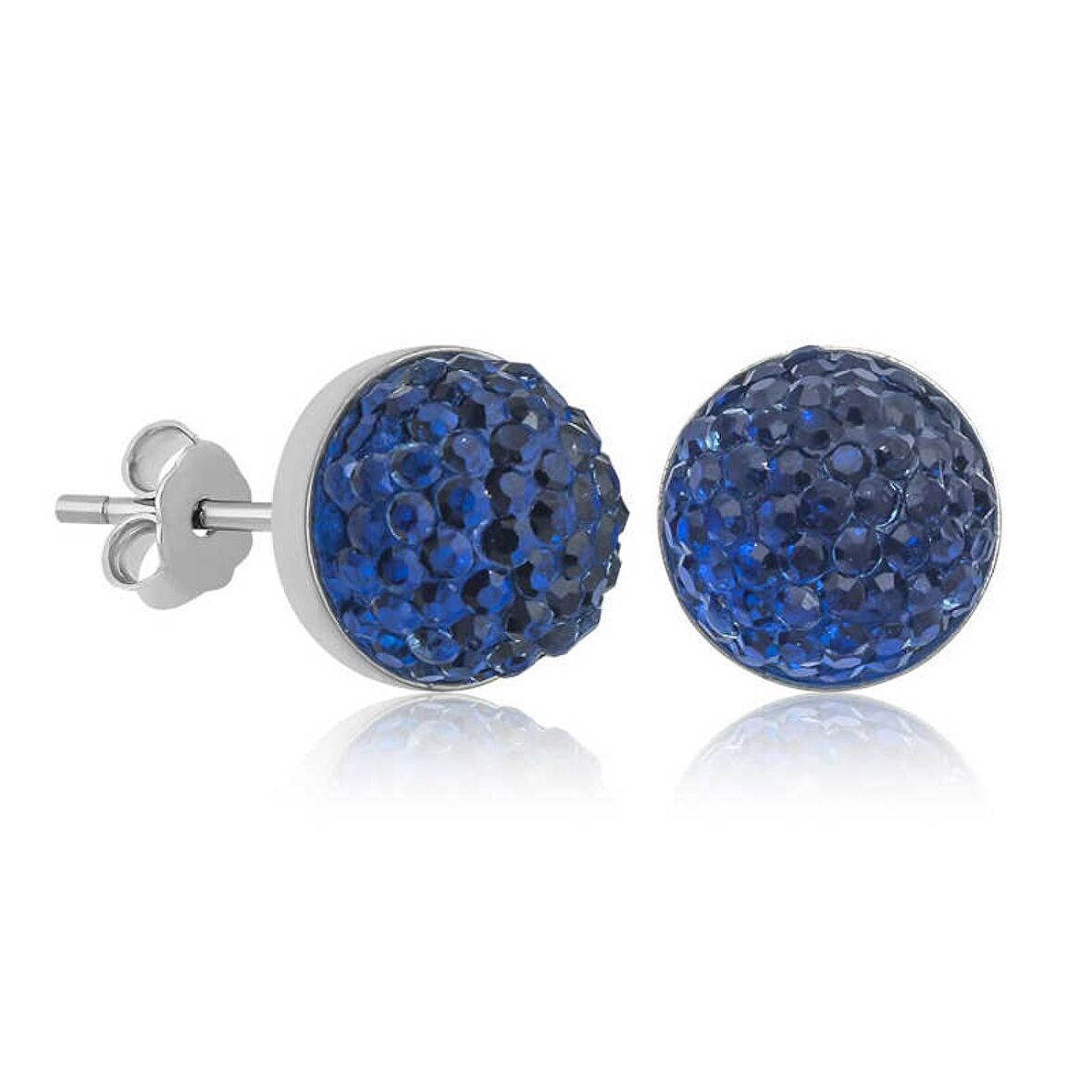 Lucky Life 925 Ayar Gumuss  Kristal Mavi Çivili Küpe