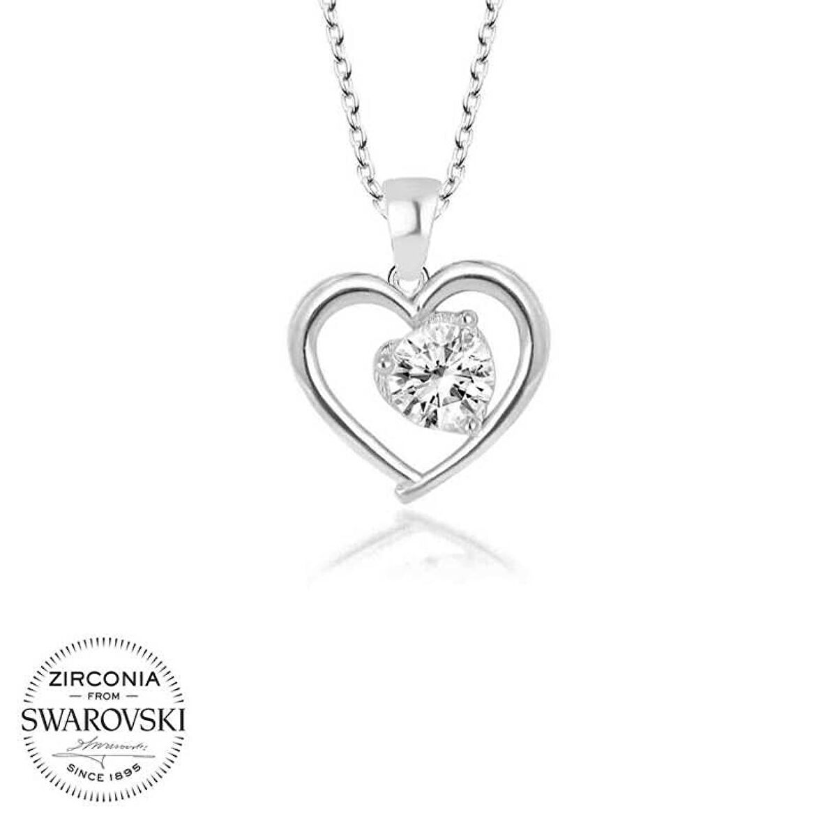 Swarovski Taşlı Lucky Life 925 Ayar Gumuss  Kalp Bayan Kolye