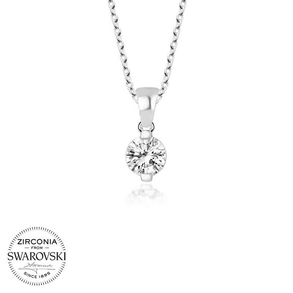Swarovski Taşlı Lucky Life 925 Ayar Gumuss  Tektaş Bayan Kolye