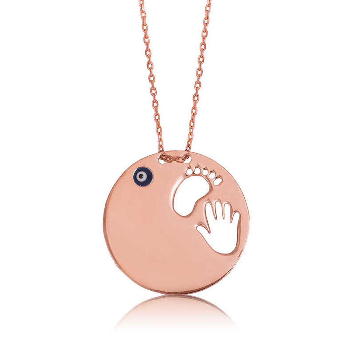 Lucky Life 925 Ayar Gumuss  El Ayak İzi Anne Kadın Kolye