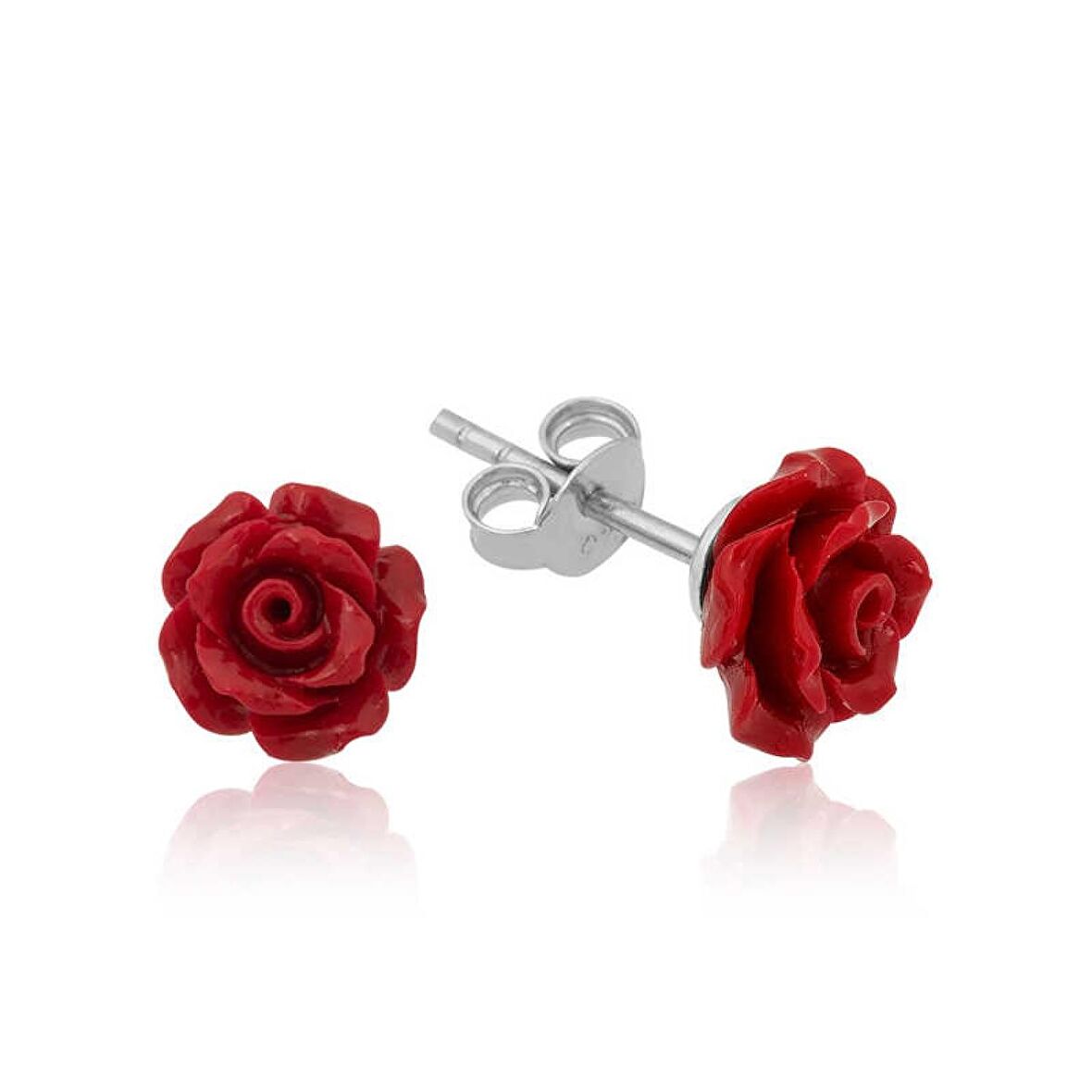 ​Lucky Life 925 Ayar Gumuss  Kırmızı Gül Küpe