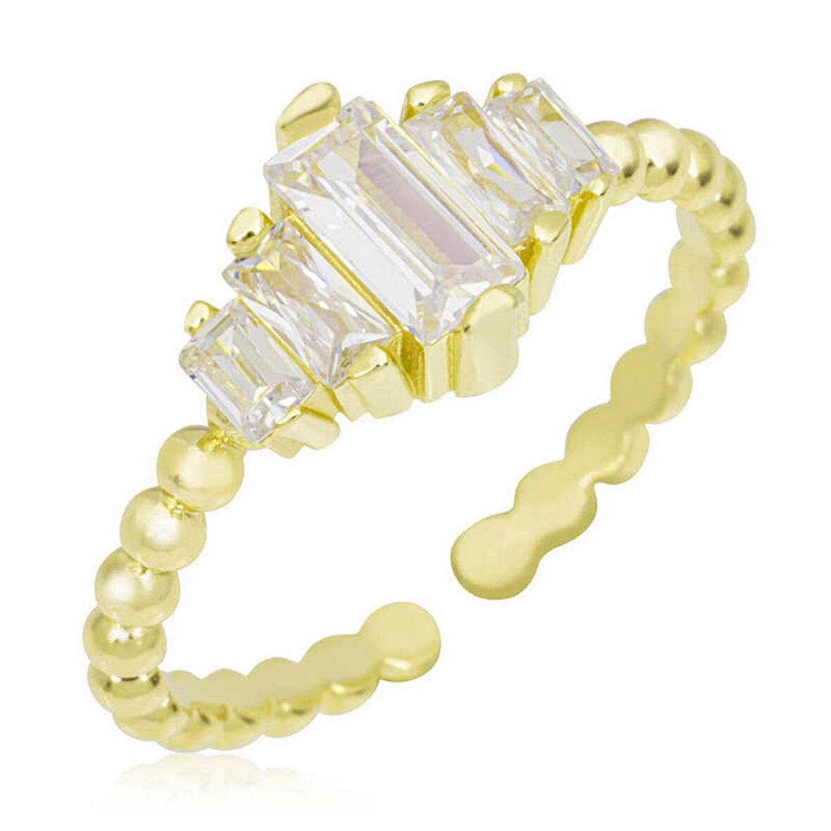 Lucky Life 925 Ayar Gumuss  Gold Ayarlanabilir Baget  Kadın Yüzük