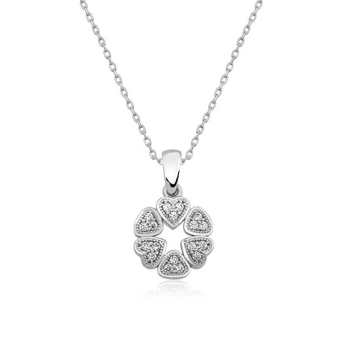 Lucky Life 925 Ayar Gumuss  Kalp Çemberi Kadın Kolye