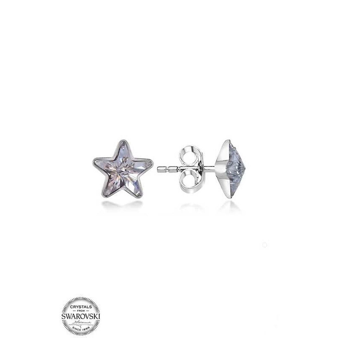 Swarovski Crystal Taşlı Lucky Life 925 Ayar Gumuss  Yıldız Çivili Kadın Küpe