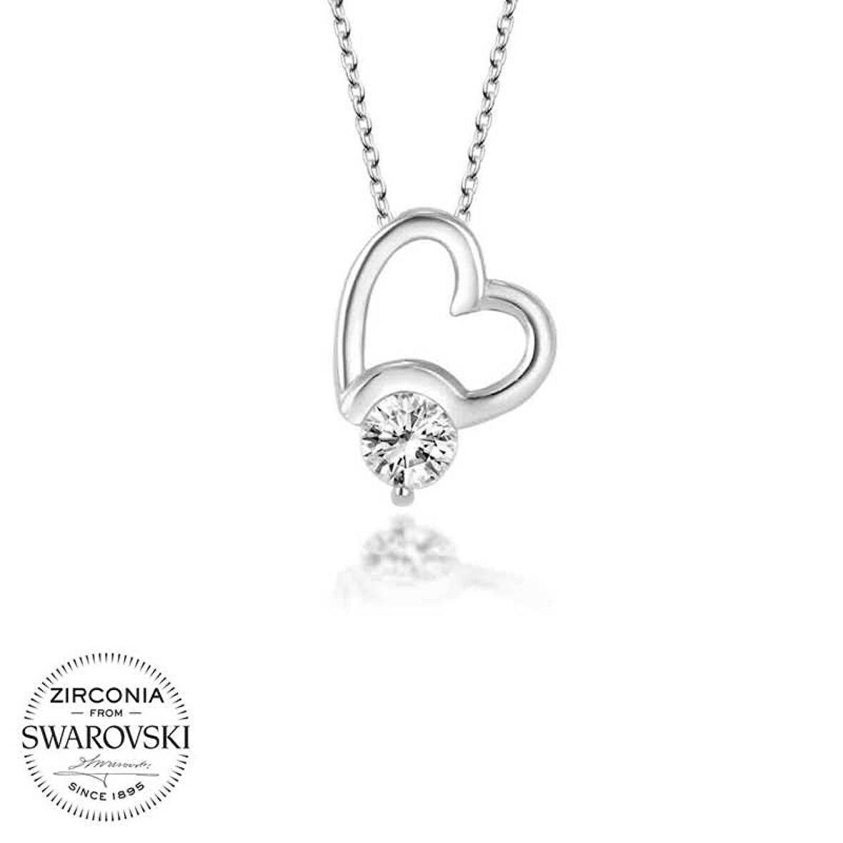 Swarovski Taşlı Lucky Life 925 Ayar Gumuss  Kalp Kadın Kolye