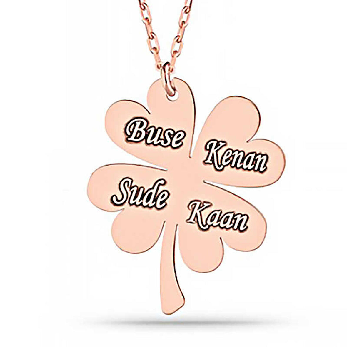 Lucky Life 925 Ayar Gumuss  Rose Dört Yaprak İsimli Yonca Bayan kolye