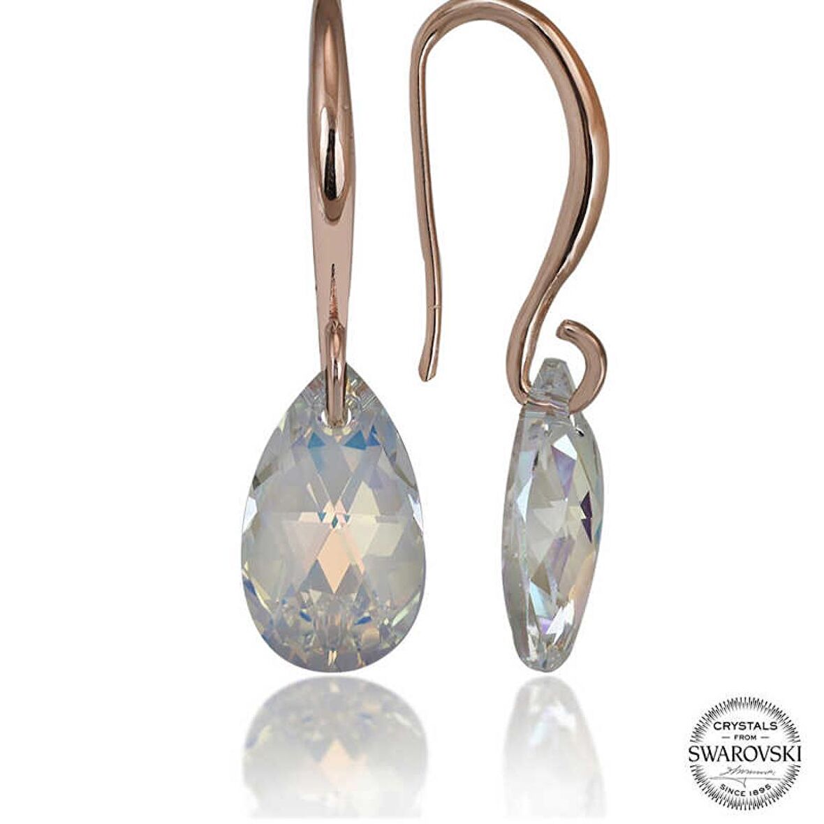 Swarovski Crystal Taşlı Lucky Life 925 Ayar Gumuss  Damla Sallantılı Kadın Küpe