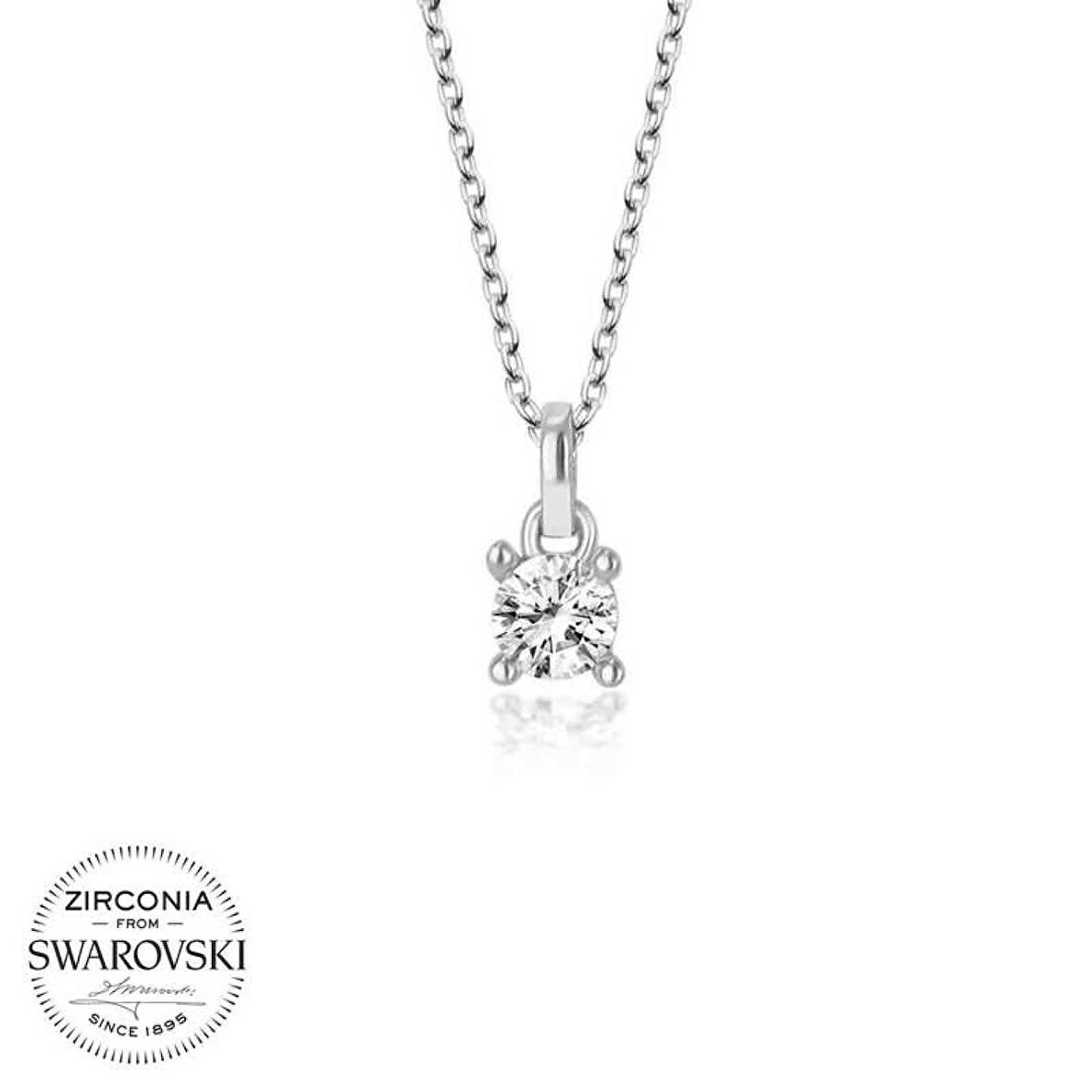 Swarovski Taşlı Lucky Life 925 Ayar Gumuss  Tektaş Kadın Kolye