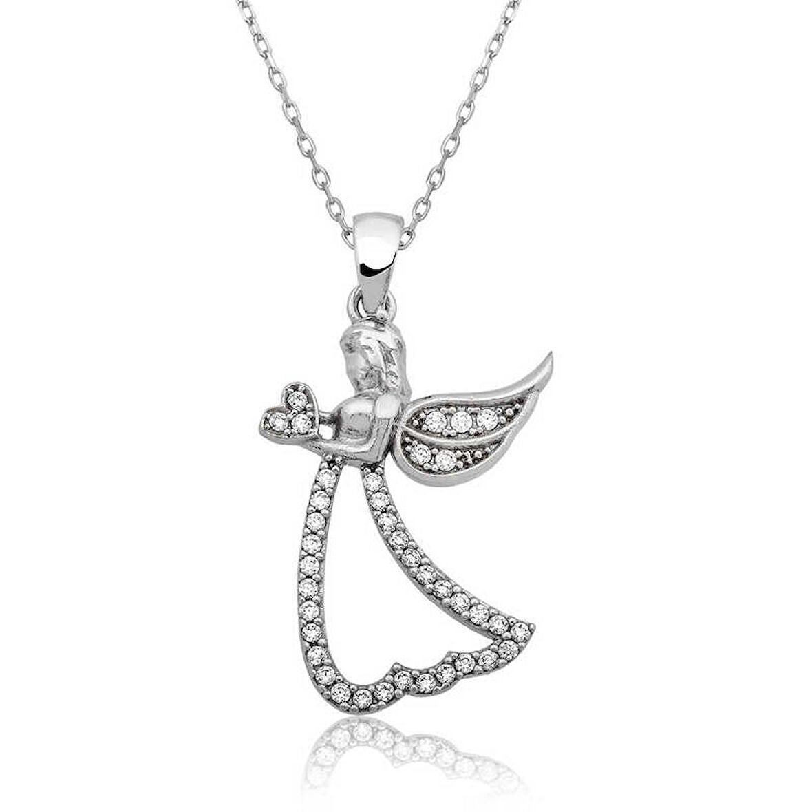 Lucky Life 925 Ayar Gumuss  Kanatlı Melek Kolye