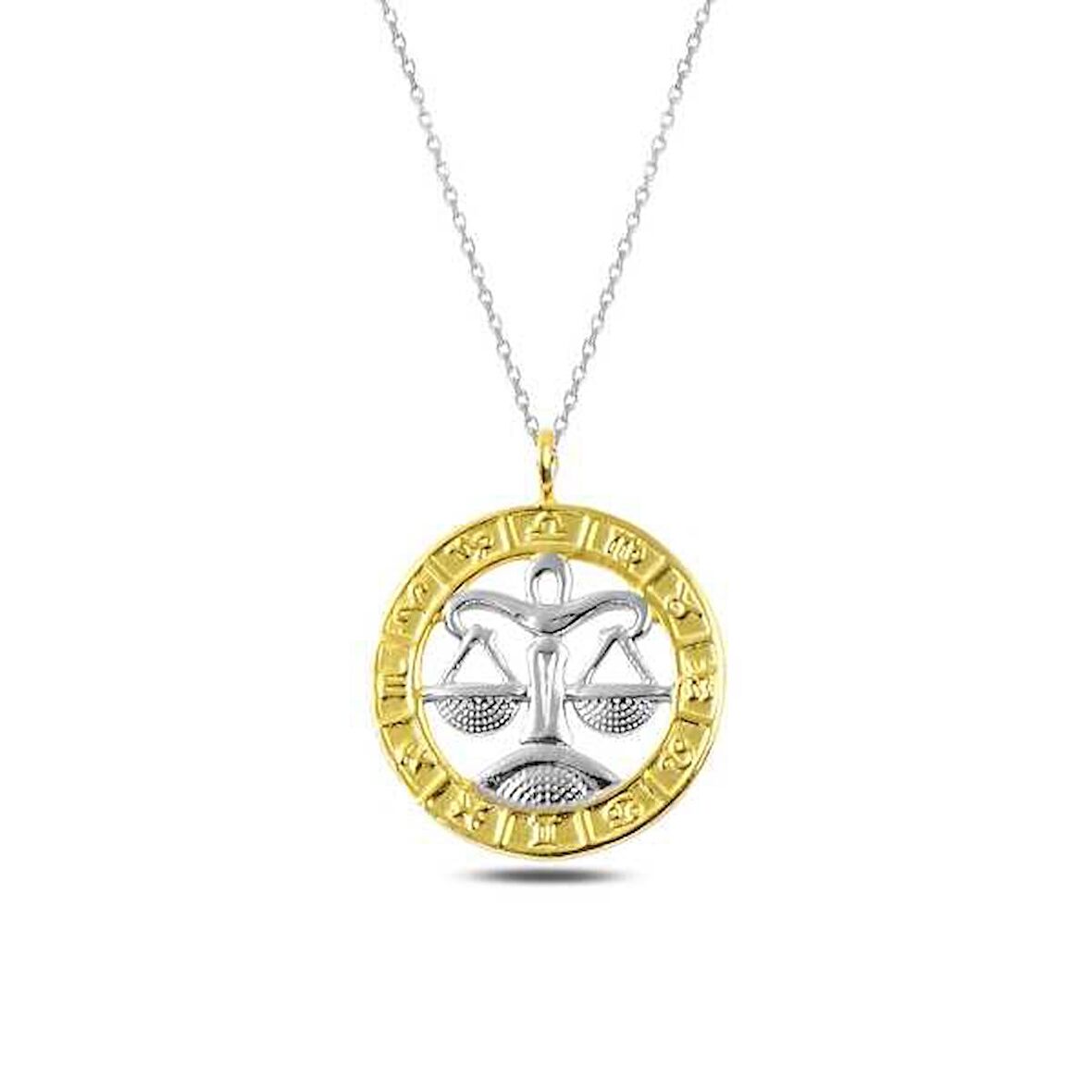 ​Lucky Life 925 Ayar Gumuss  Gold Terazi Burcu Kolye