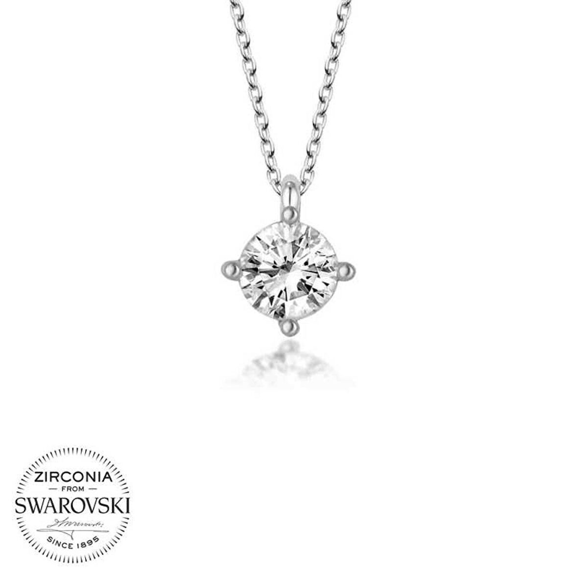 Swarovski Taşlı Lucky Life 925 Ayar Gumuss  Tektaş Bayan Kolye