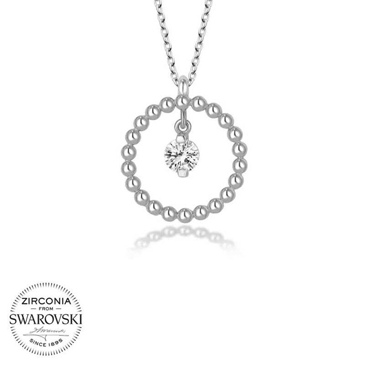 Swarovski Taşlı Lucky Life 925 Ayar Gumuss  Çember Tektaş Bayan Kolye