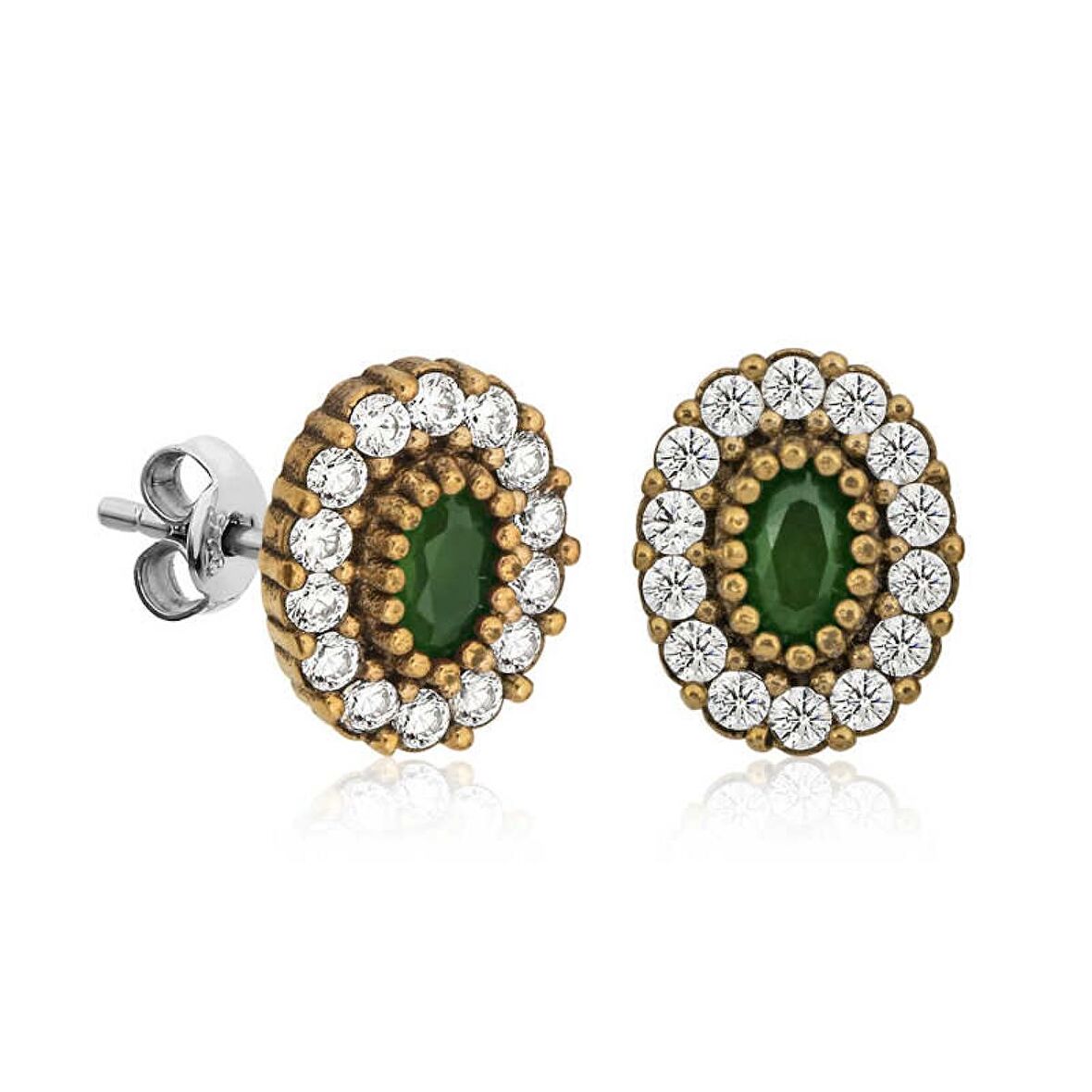 Lucky Life 925 Ayar Gumuss  Otantik Oval Çivili Bayan Küpe