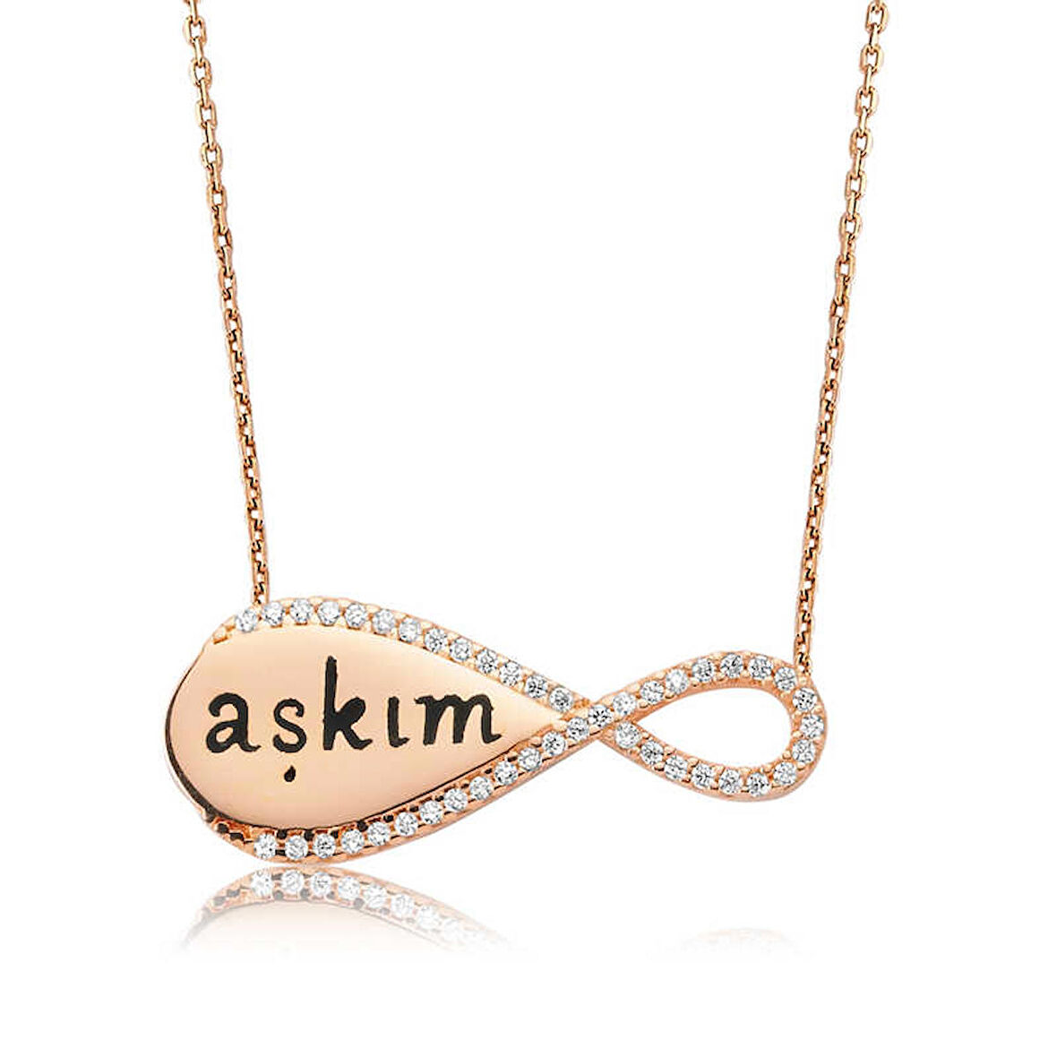Lucky Life 925 Ayar Gumuss  Aşkım Yazılı Sonsuzluk Kadın Kolye