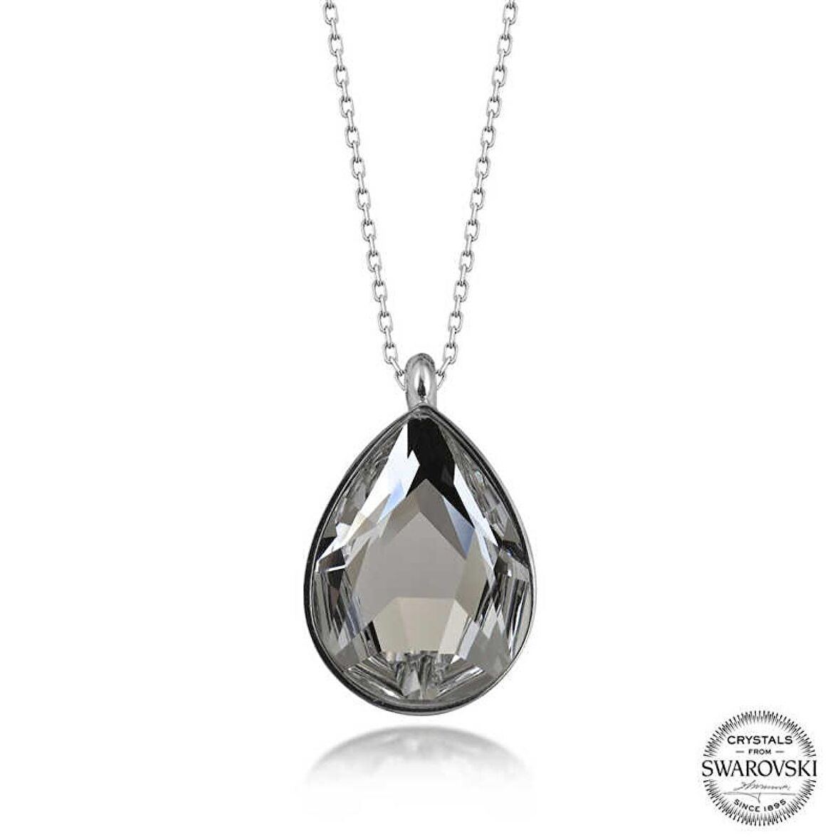 Swarovski Crystal Taşlı Damla Lucky Life 925 Ayar Gumuss  Kadın Kolye