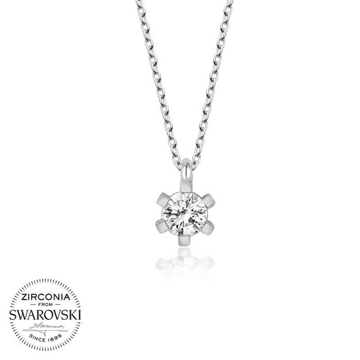 Swarovski Taşlı Lucky Life 925 Ayar Gumuss  Tektaş Bayan Kolye