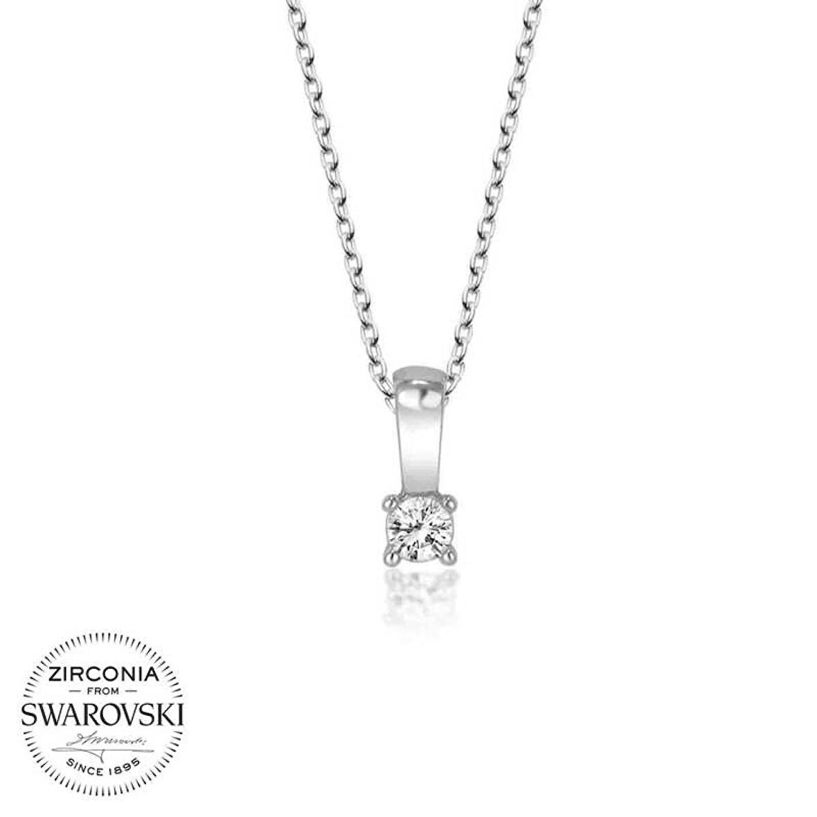 Swarovski Taşlı Lucky Life 925 Ayar Gumuss  Tektaş Bayan Kolye