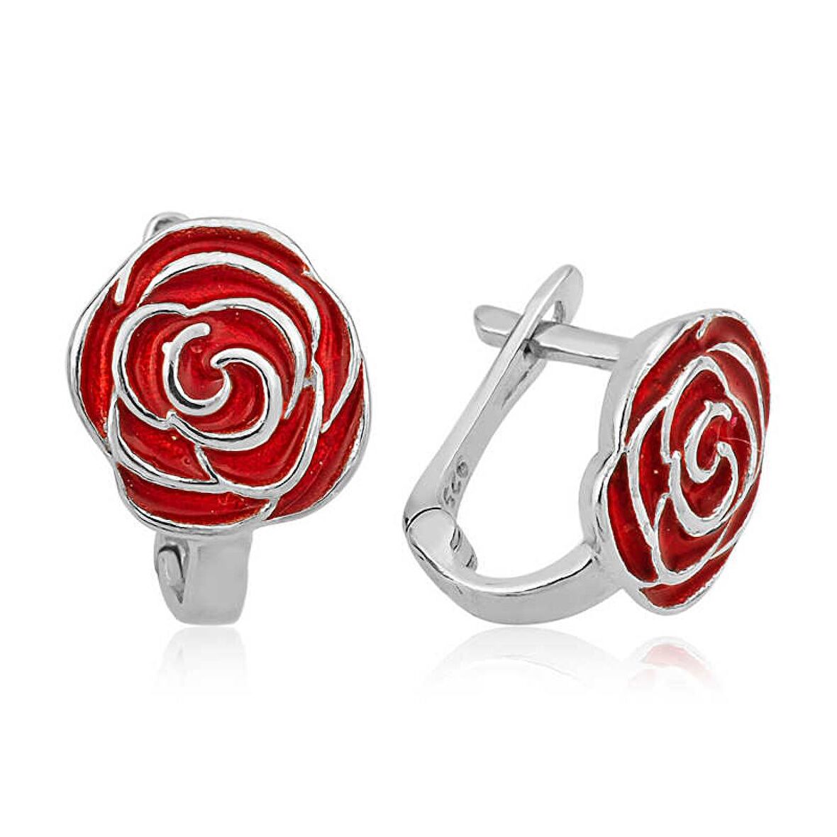 Lucky Life 925 Ayar Gumuss  Kırmızı Gül Çocuk Küpesi
