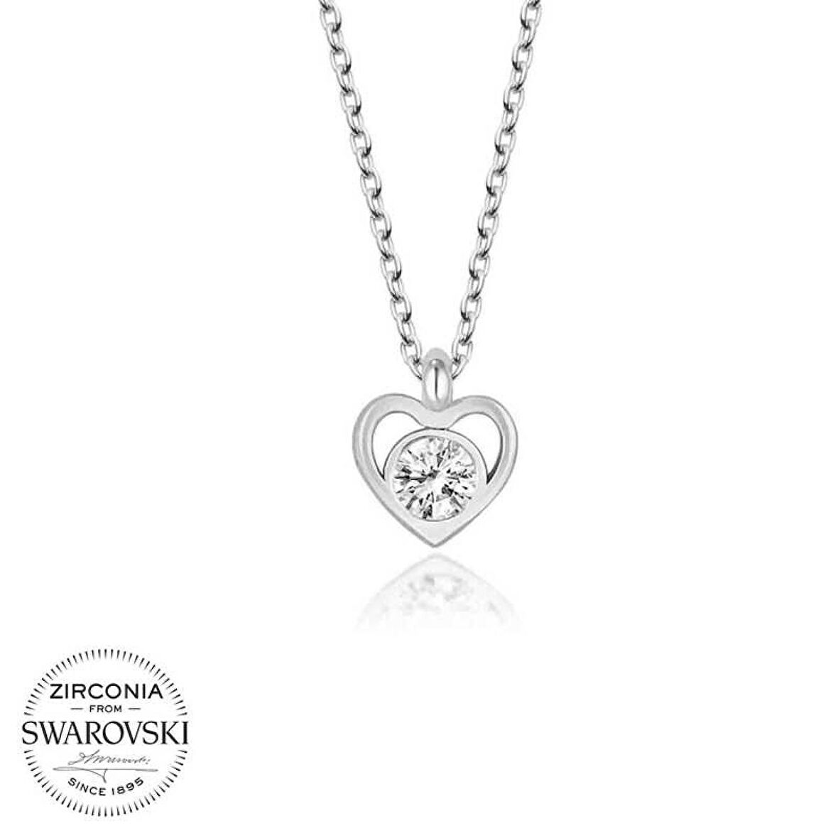 Swarovski Taşlı Lucky Life 925 Ayar Gumuss  Kalp Bayan Kolye
