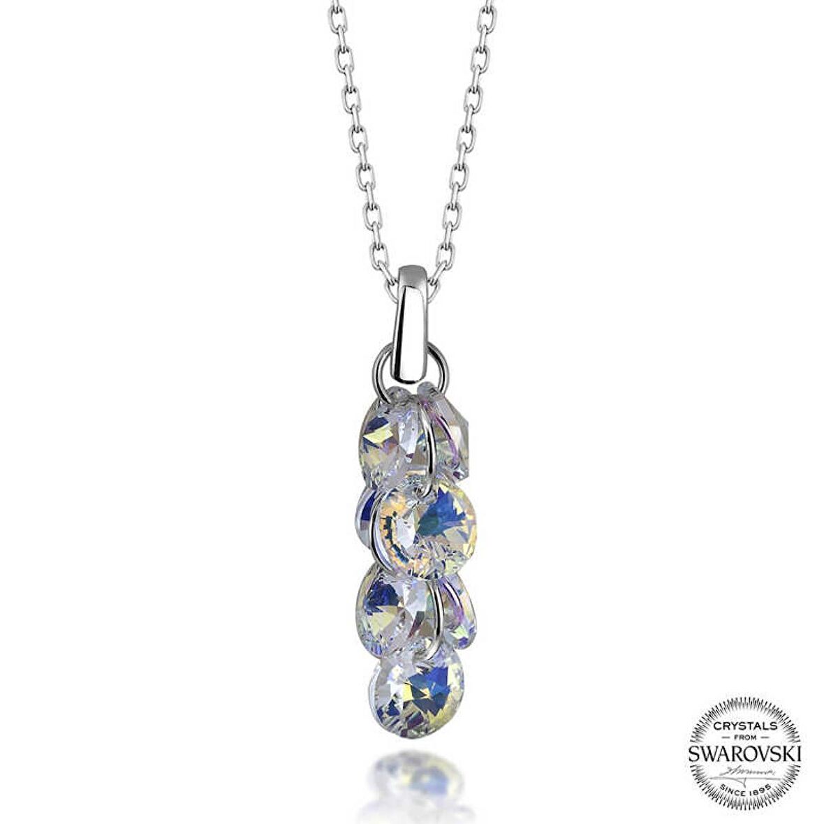 Swarovski Crystal Taşlı Salkım Lucky Life 925 Ayar Gumuss  Kadın Kolye