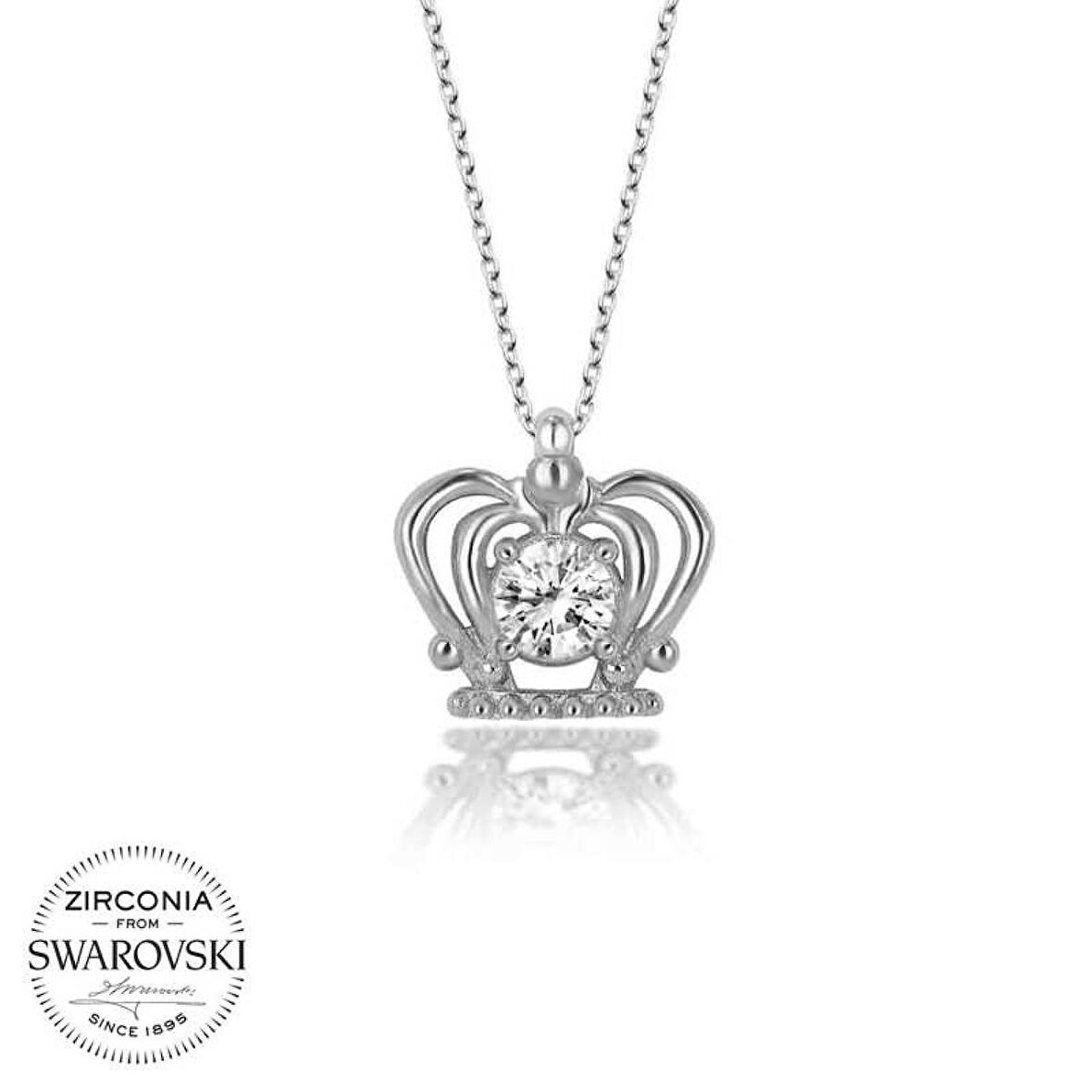 Swarovski Taşlı Lucky Life 925 Ayar Gumuss  Melek Kadın Kolye