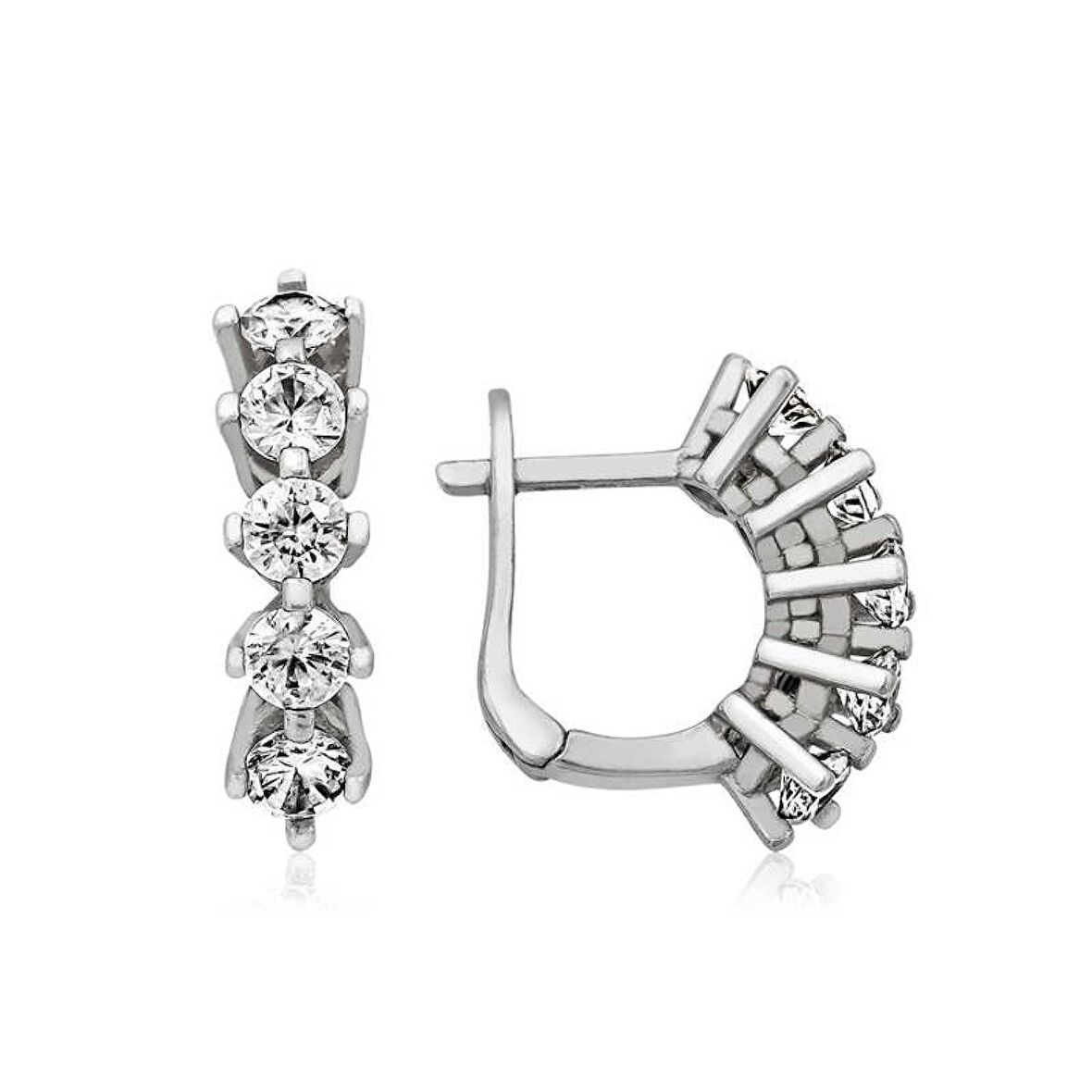 Lucky Life 925 Ayar Gumuss  5 Taş Küpe
