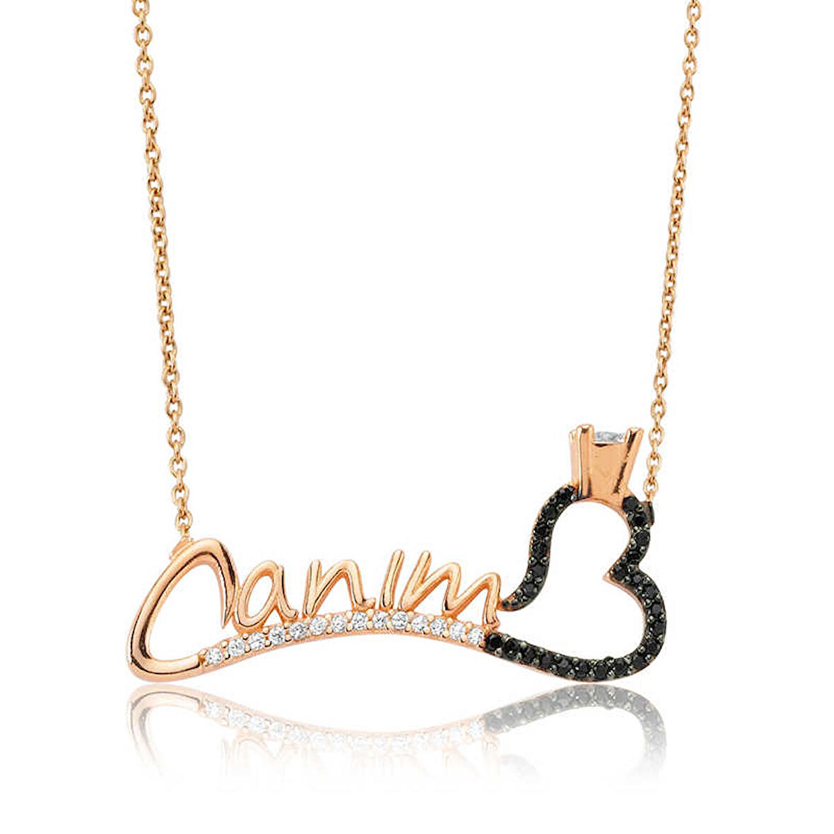 Lucky Life 925 Ayar Gumuss Canım Yazılı Tek Taş Kalp Kadın Kolye