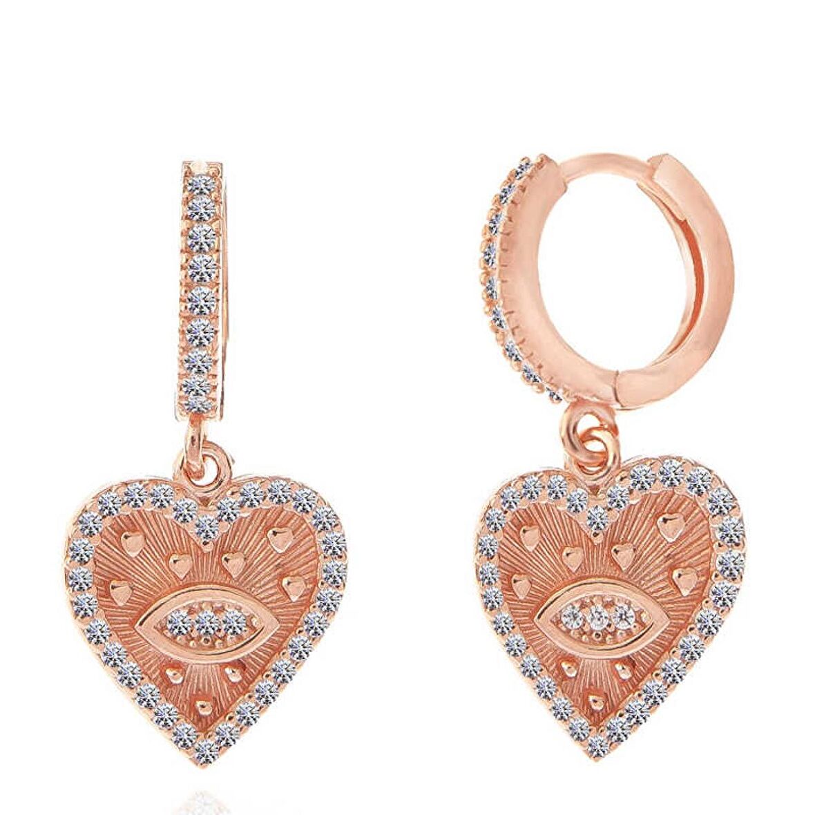 Lucky Life 925 Ayar Gumuss Rose Kalp Sallantılı Kadın Küpe