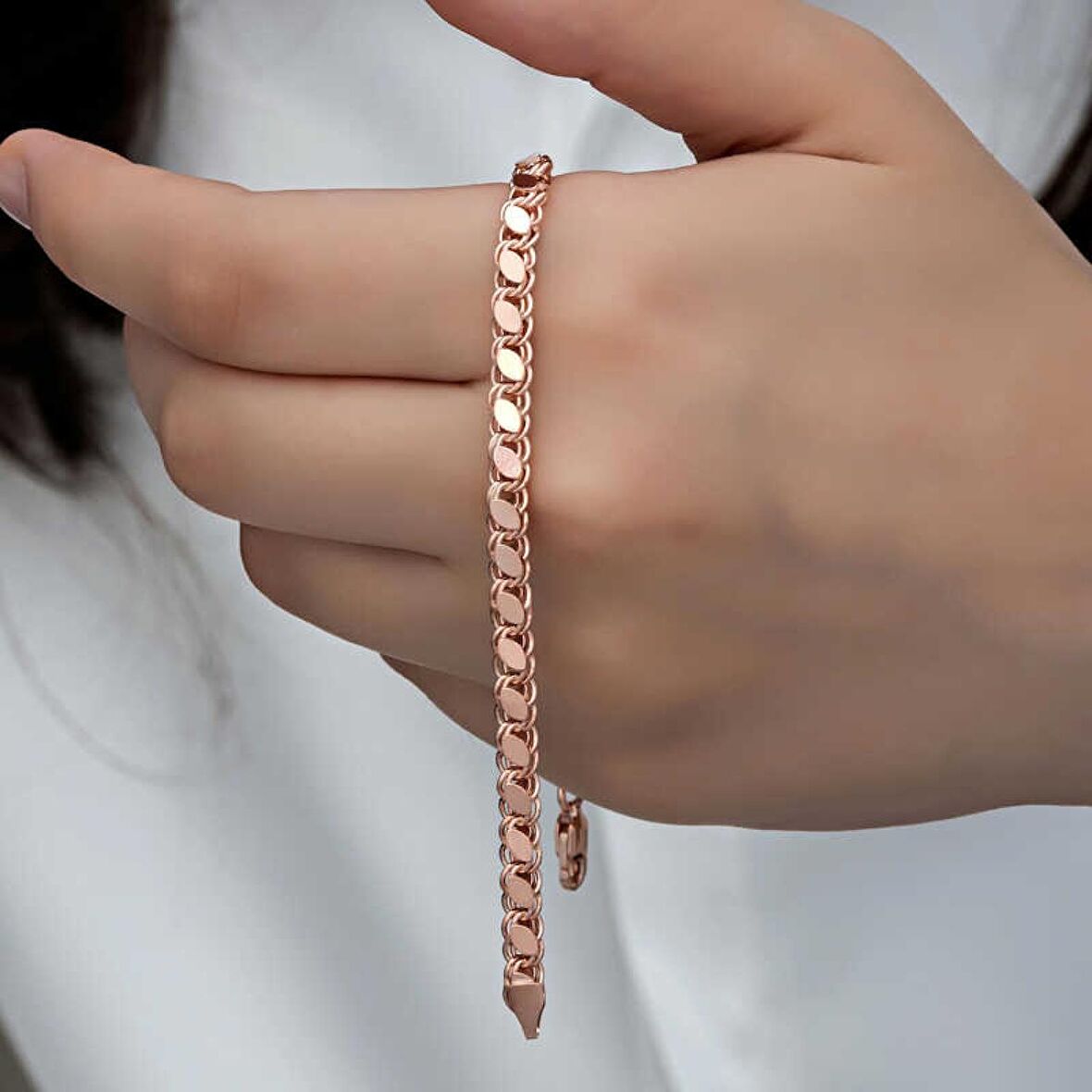 Lucky Life 925 Ayar Gumuss Rose Pullu Zincir Kadın Bileklik