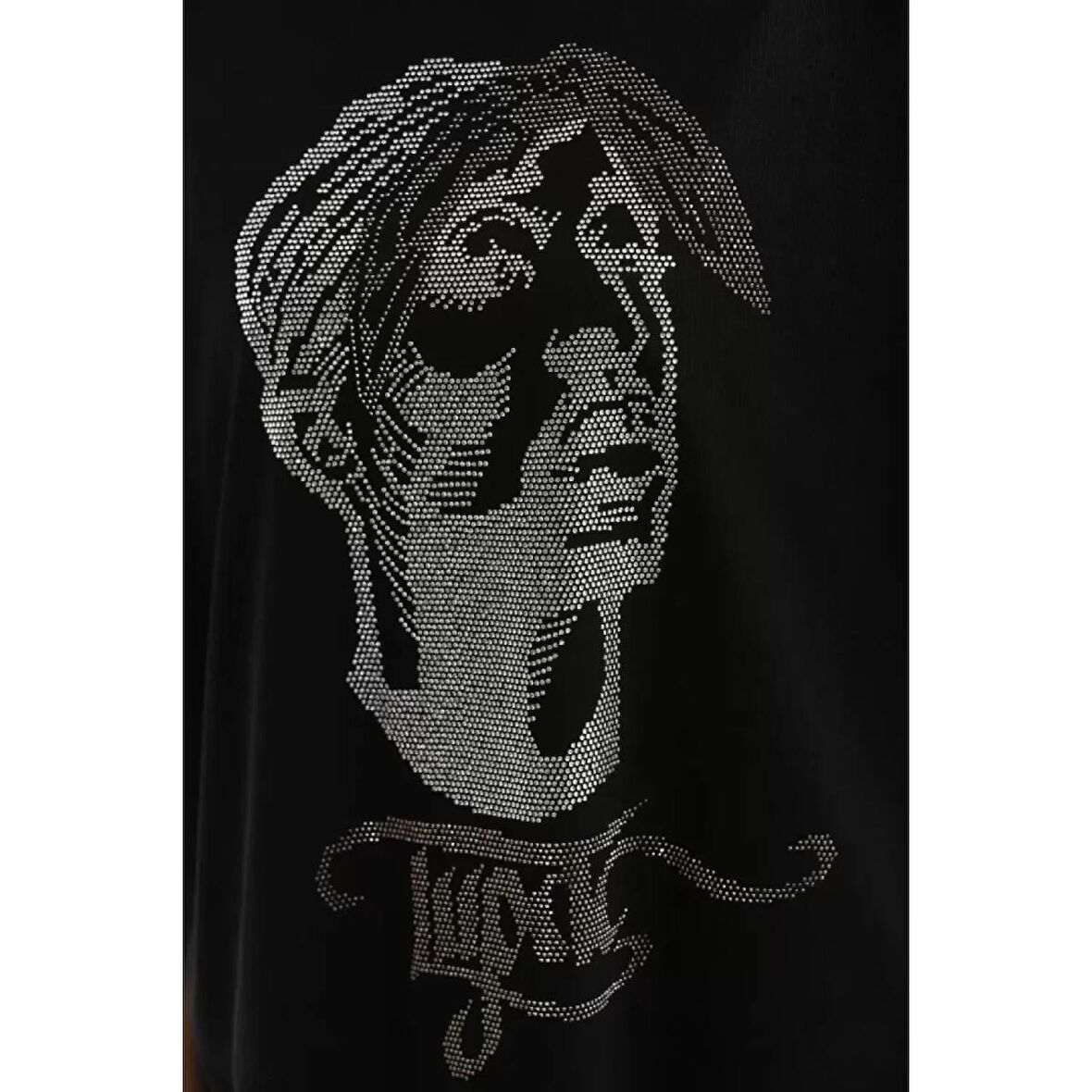 Lucky Life Unisex Taş Desenli Oversize T-Shirt - Siyah