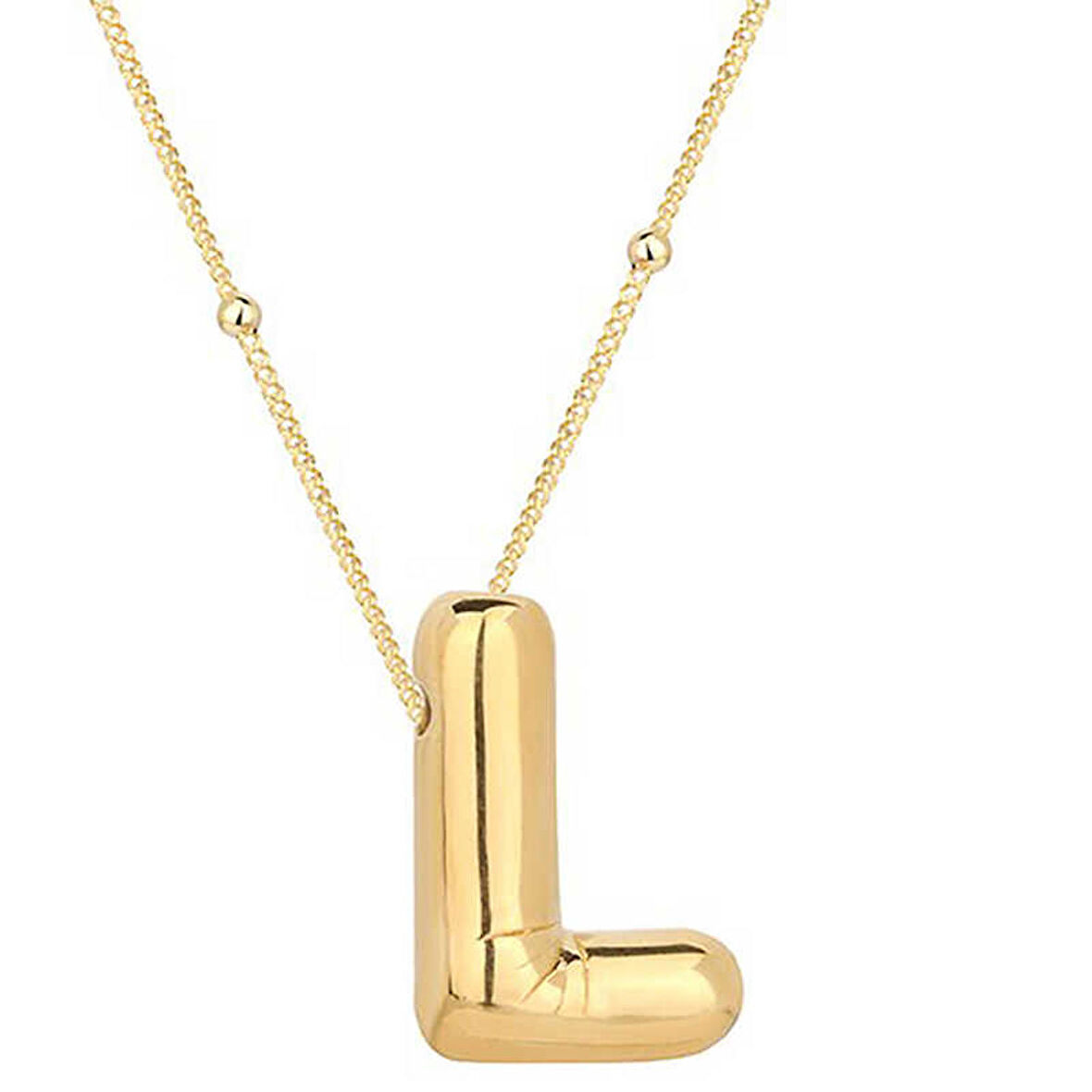Lucky Life 925 Ayar Gumuss Gold Balon L Harfi Kadın Kolye