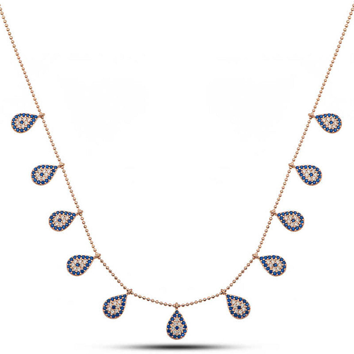 Lucky Life 925 Ayar Gumuss Rose Damla Nazarlı Şans Kadın Kolye