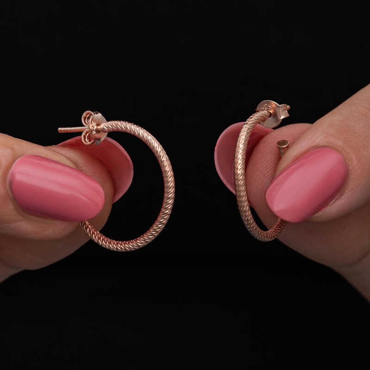 Lucky Life 925 Ayar Gumuss Rose Kalemli Halka Kadın Küpe