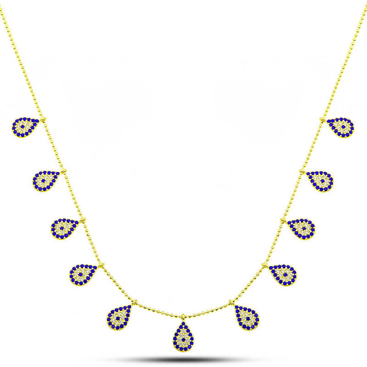 Lucky Life 925 Ayar Gumuss Gold Damla Nazarlı Şans Kadın Kolye