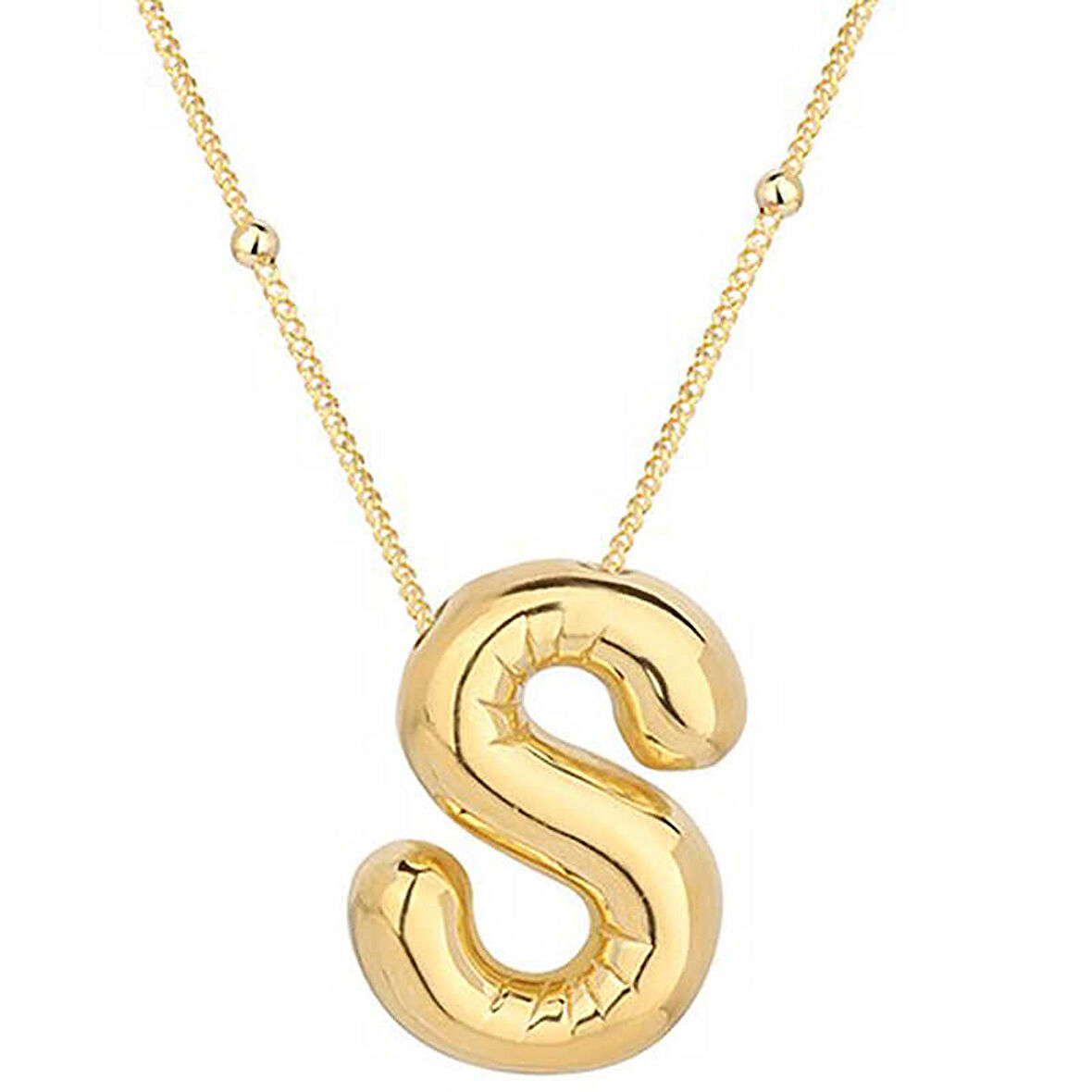 Lucky Life 925 Ayar Gumuss Gold Balon S Harfi Kadın Kolye