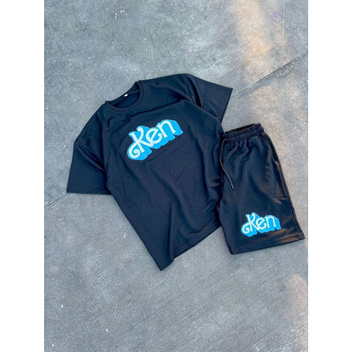 Lucky Life Erkek Baskılı İkili Şort Takım - Siyah