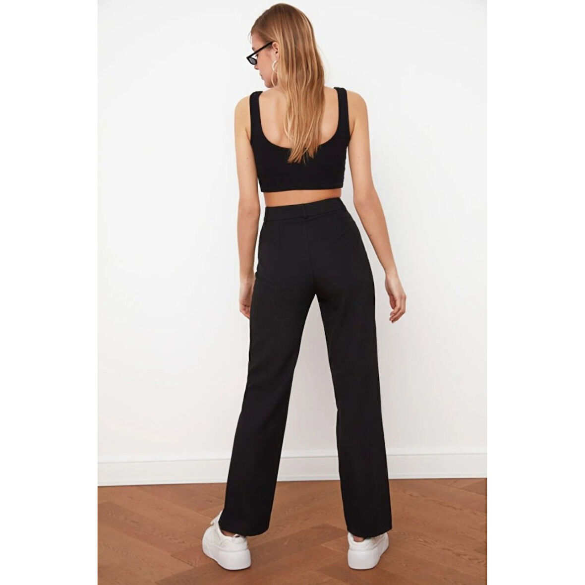 Lucky Life Kadın Yüksek Bel Nervurlu Ithal Krep Pantolon