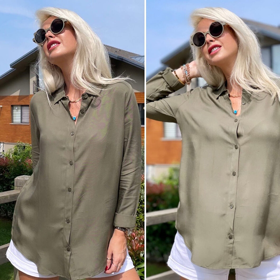 Lucky Life Kadın Dokuma Viskon  Kumaş Efsane Gömlek