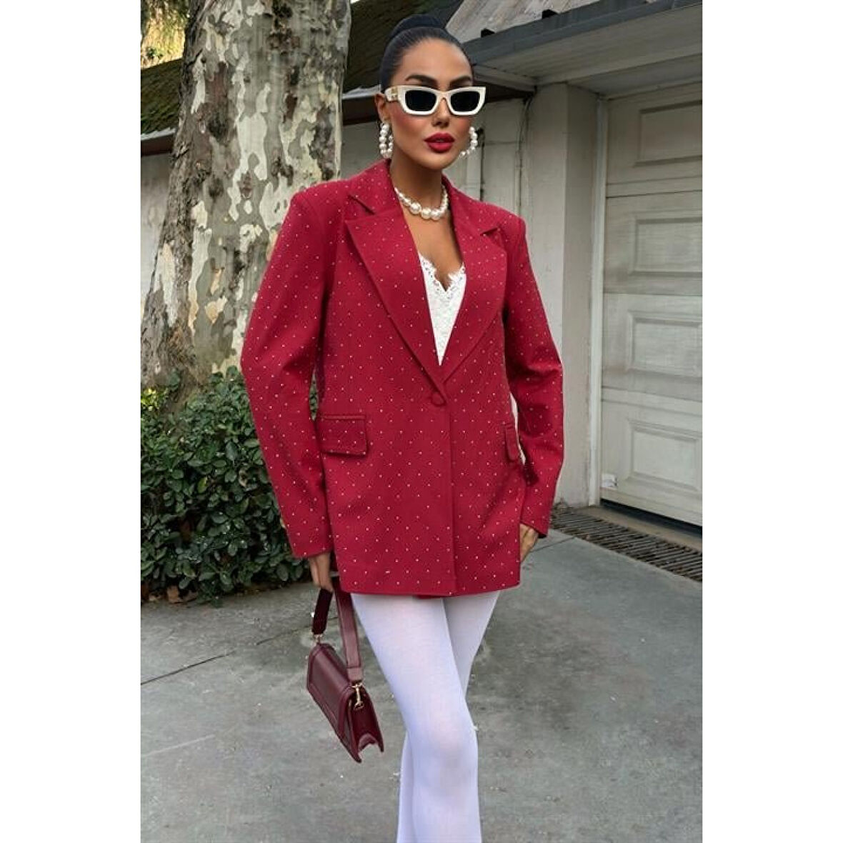 Lucky Life Kadın Taş Detaylı Lucky Life Kadın Premium Blazer Ceket 
