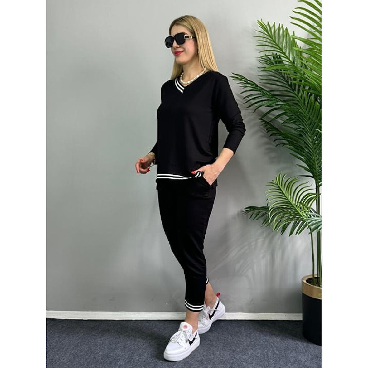 Lucky Life Kadın Yeni Sezon Uzun Kollu Ribana Detay Ikili Takım