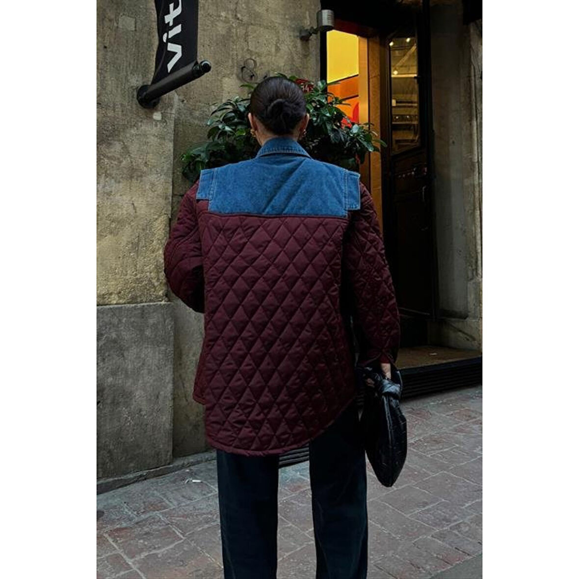 Denim Garnili Kapitone Ceket 